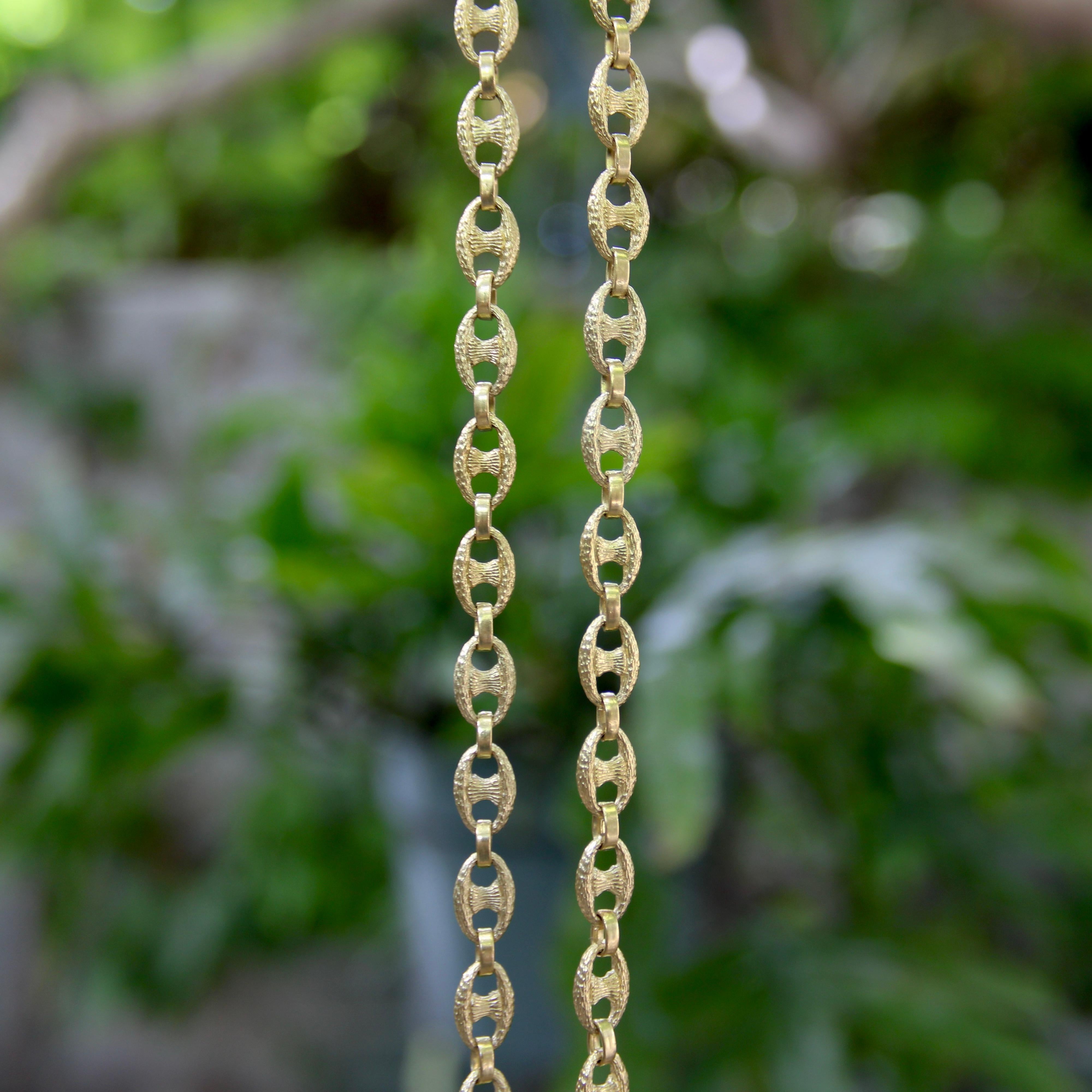 Vintage 18K Gold Textured Mariners Link Italian Chain (Chaîne italienne à maillons en forme de Marin) en vente 4