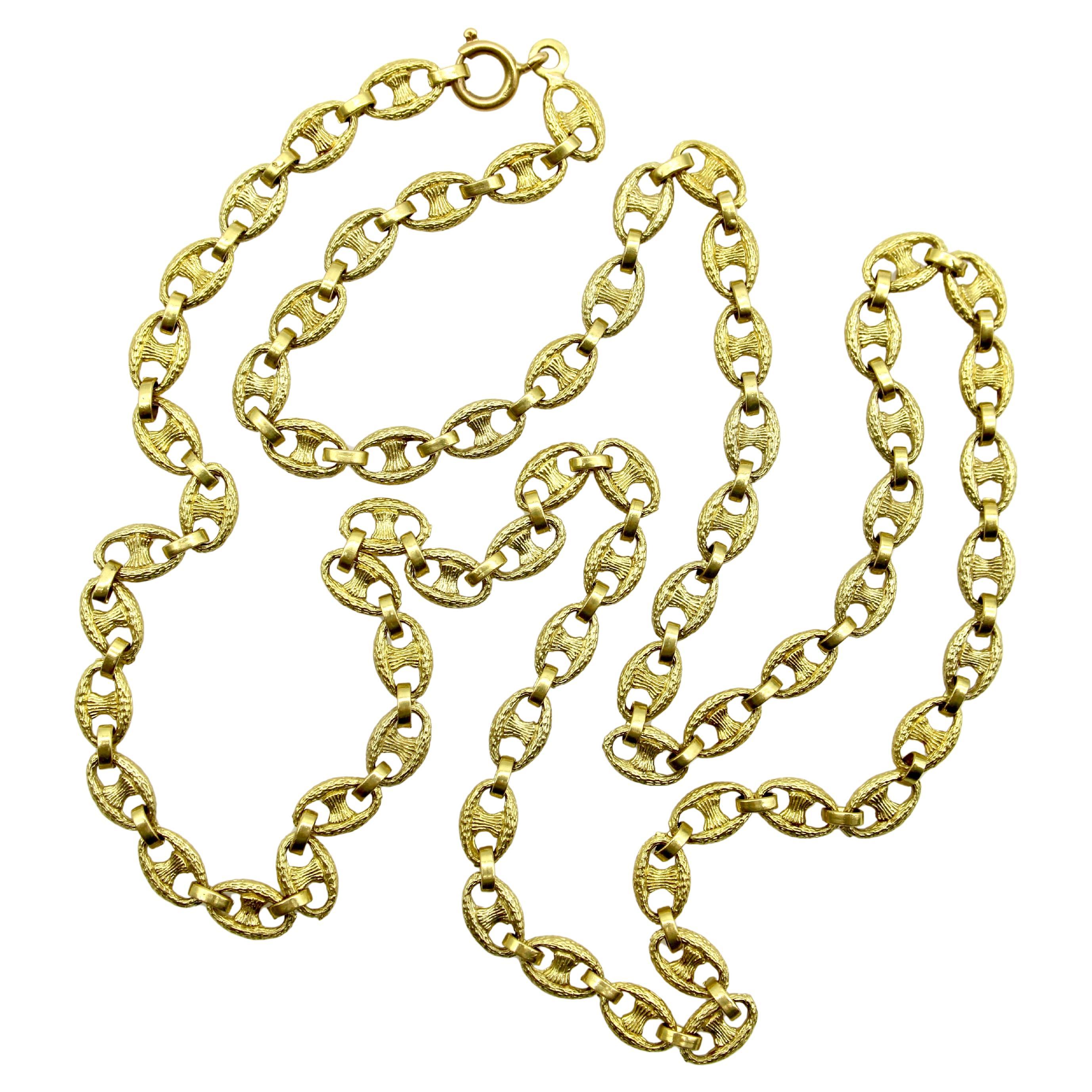 Catena italiana A Link con texture in oro 18 carati vintage di Marin