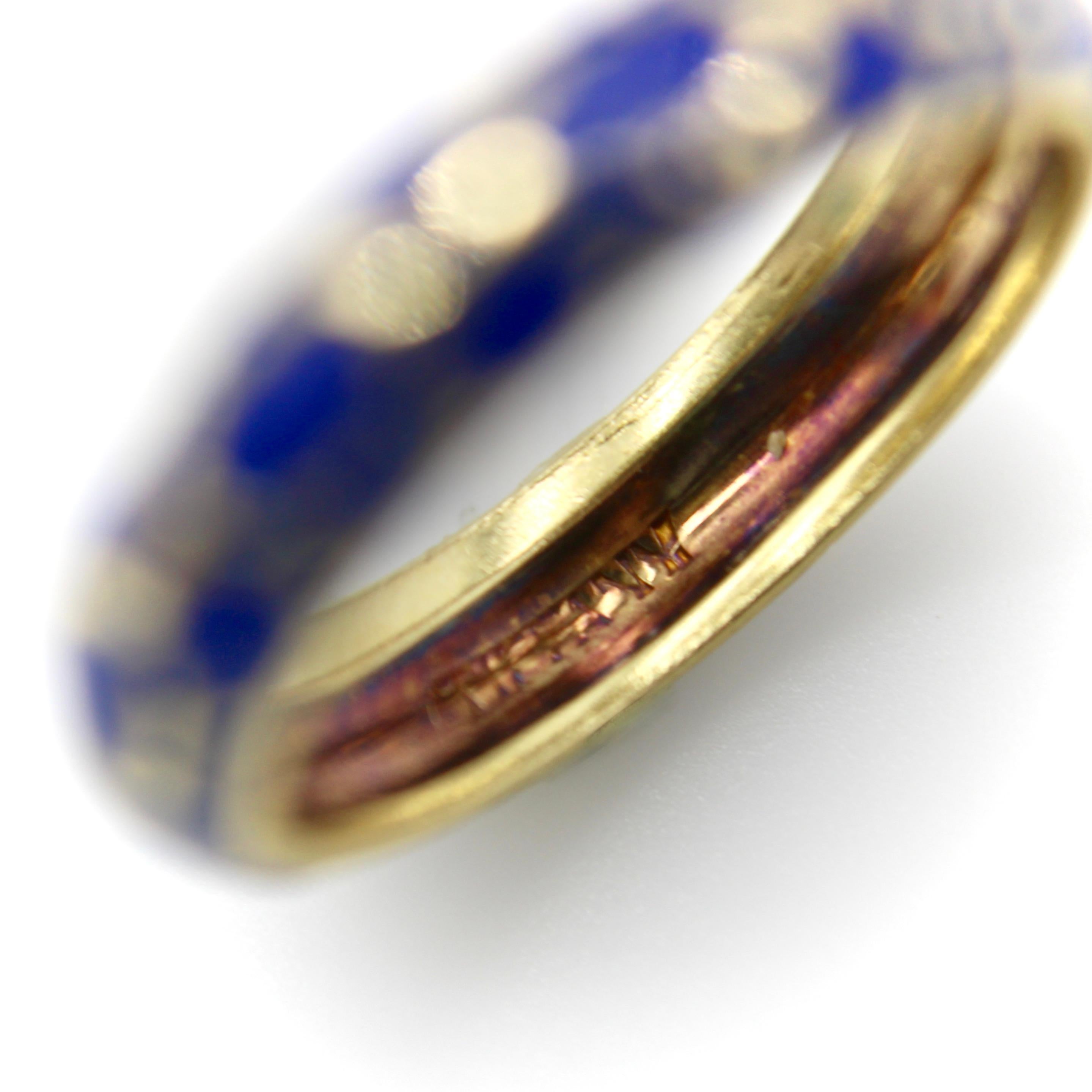 Vintage 18K Gold Tiffany & Co. Blue Enamel Ring / Band en venta 1