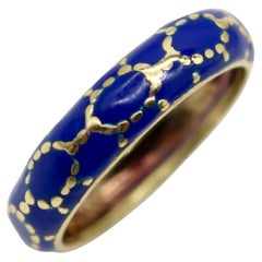 Vintage 18K Gold Tiffany & Co. Blue Enamel Ring / Band