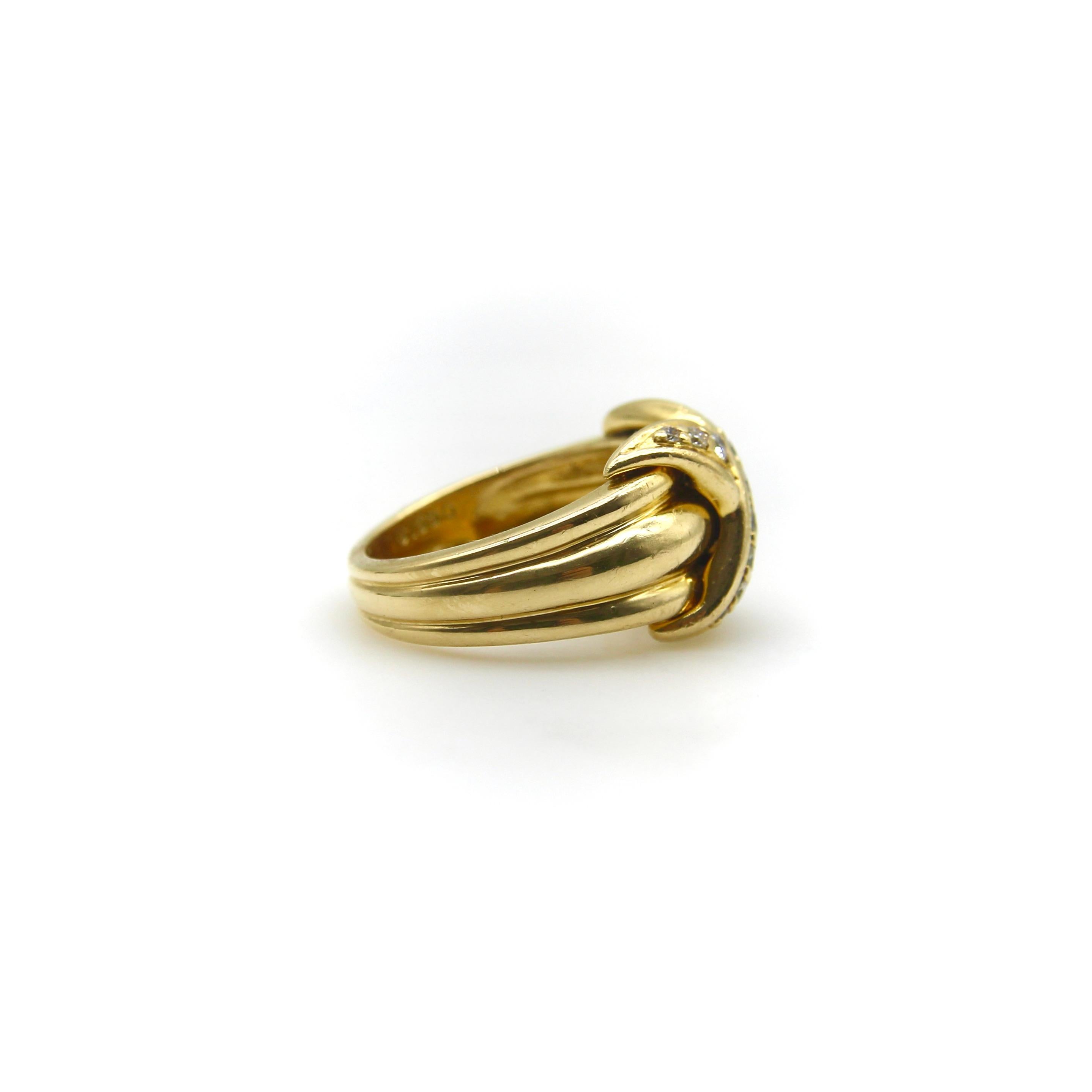 Brilliant Cut Vintage 18K Gold Tiffany & Co. Diamond Large “X” Ring 