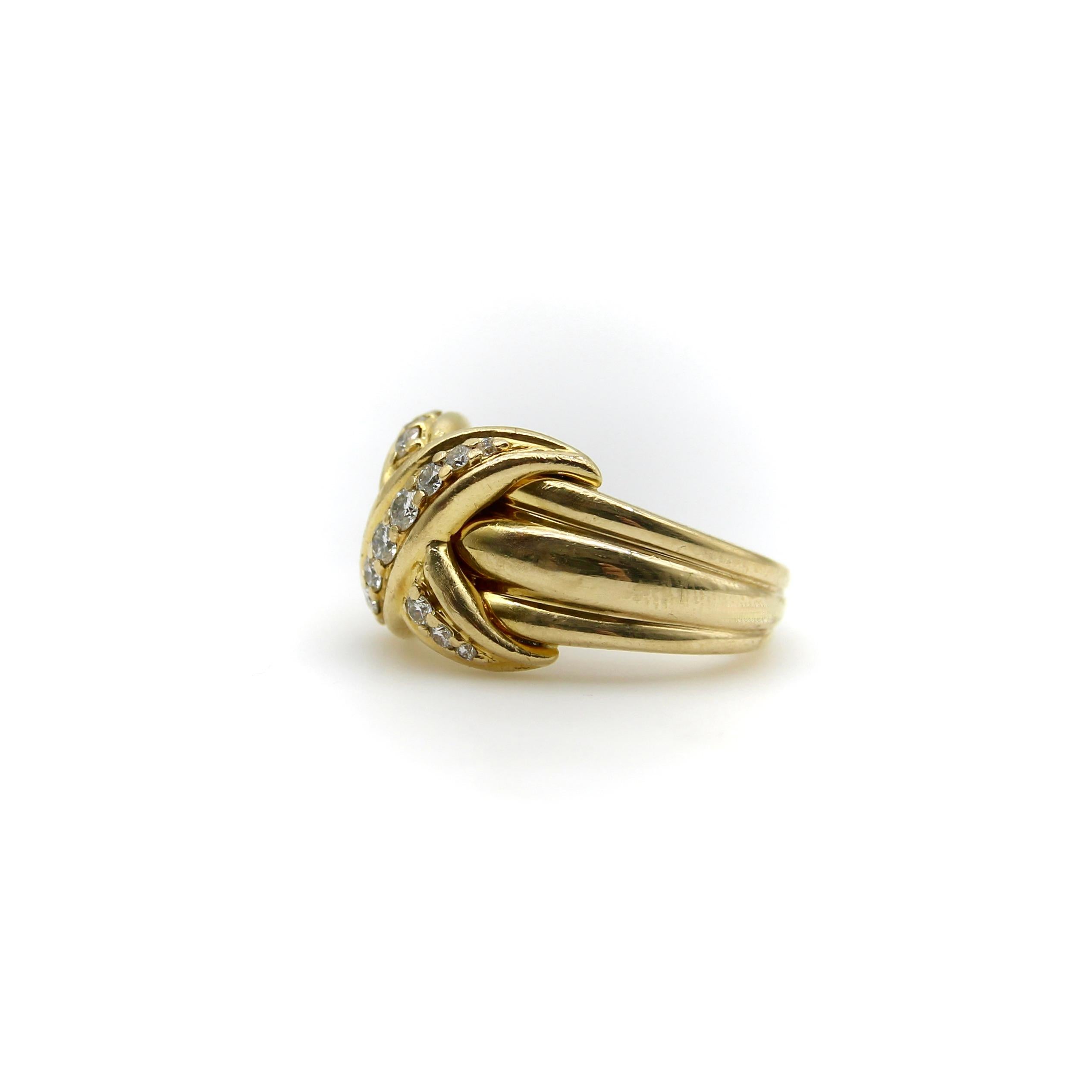 Women's or Men's Vintage 18K Gold Tiffany & Co. Diamond Large “X” Ring 