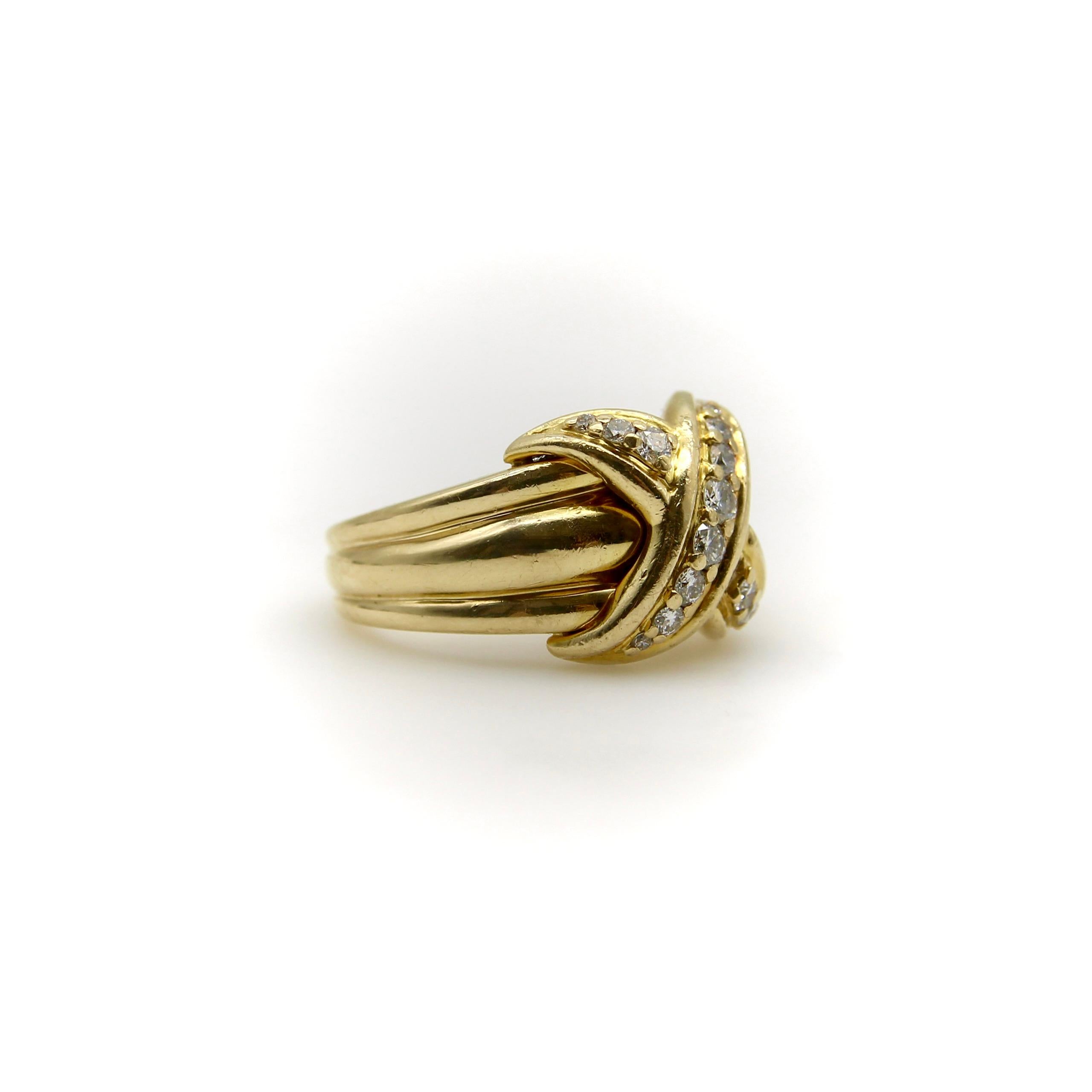 Vintage 18K Gold Tiffany & Co. Diamond Large “X” Ring  1