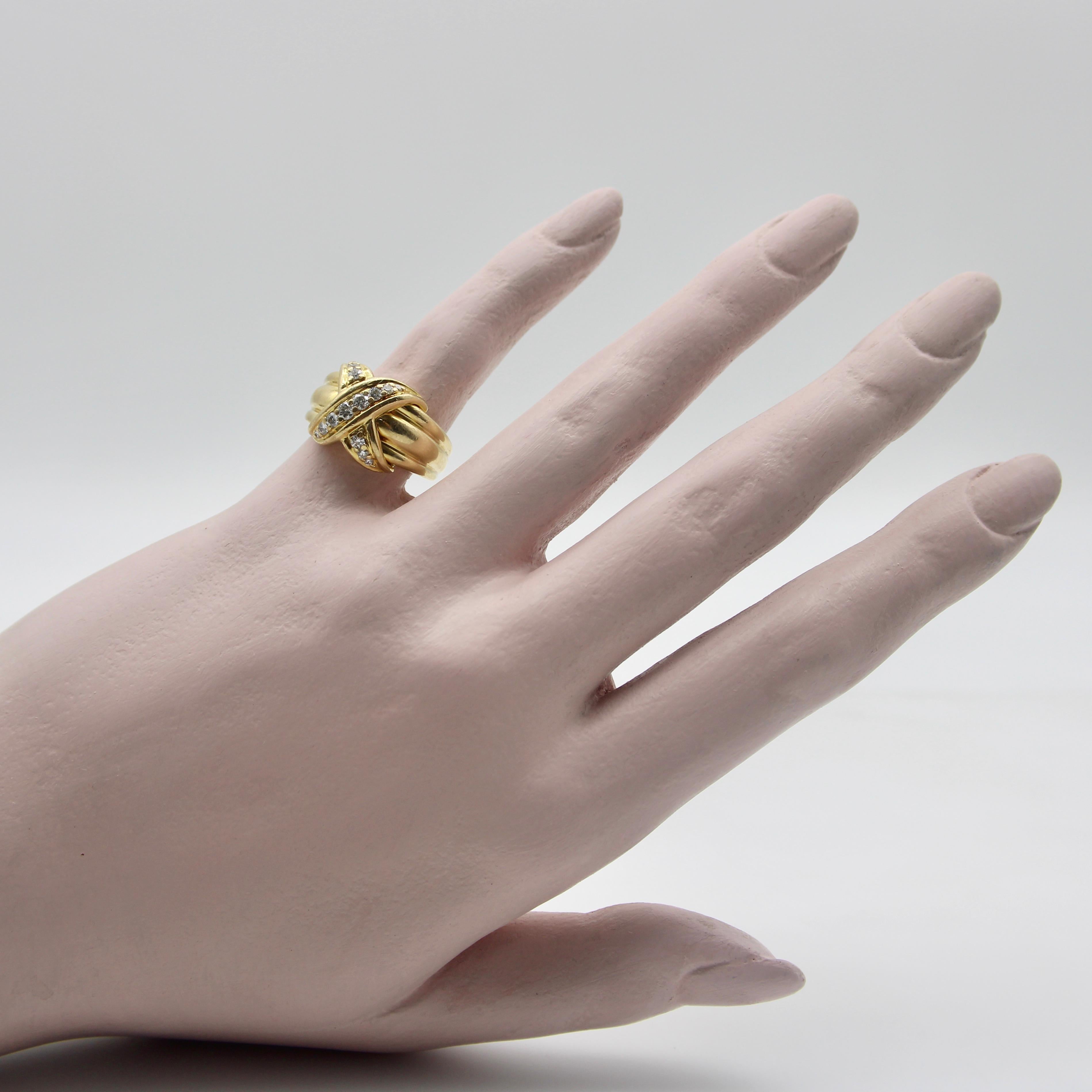 Vintage 18K Gold Tiffany & Co. Großer X-Ring mit Diamant  3