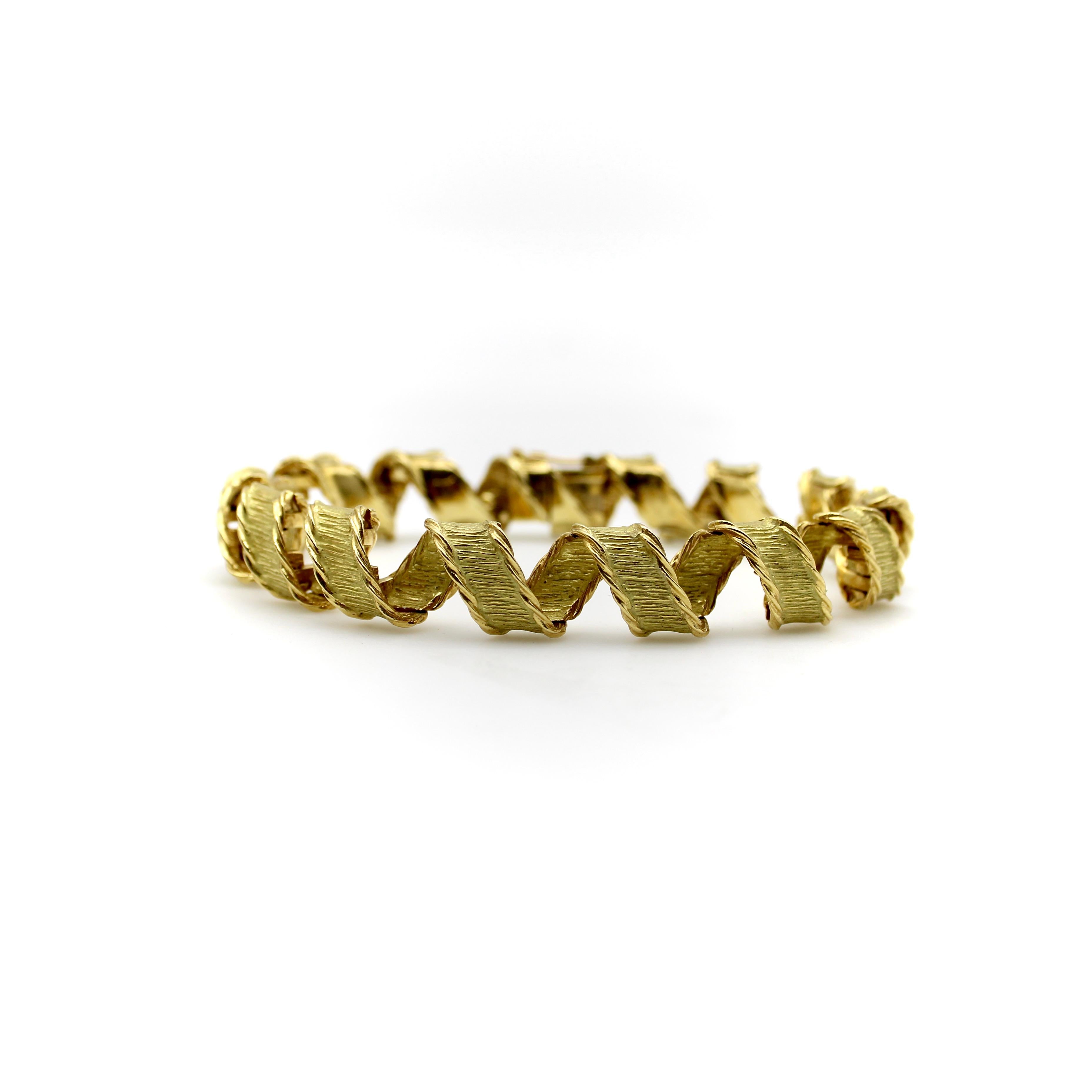 Modern Vintage 18K Gold Tiffany & Co. French Ribbon Bracelet For Sale
