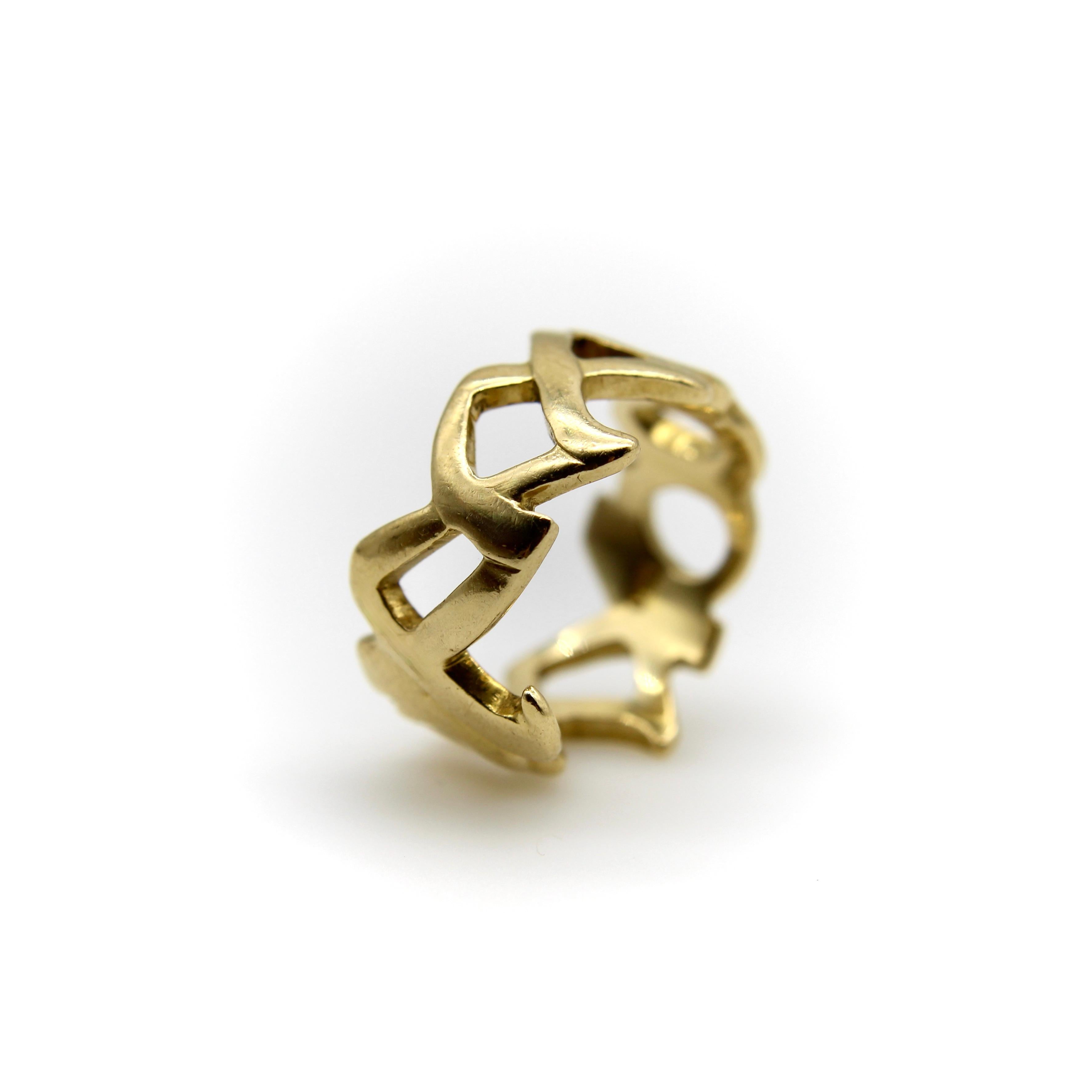 Vintage 18K Gold Tiffany & Co. Paloma Picasso Graffiti Kiss-Ring Damen im Angebot
