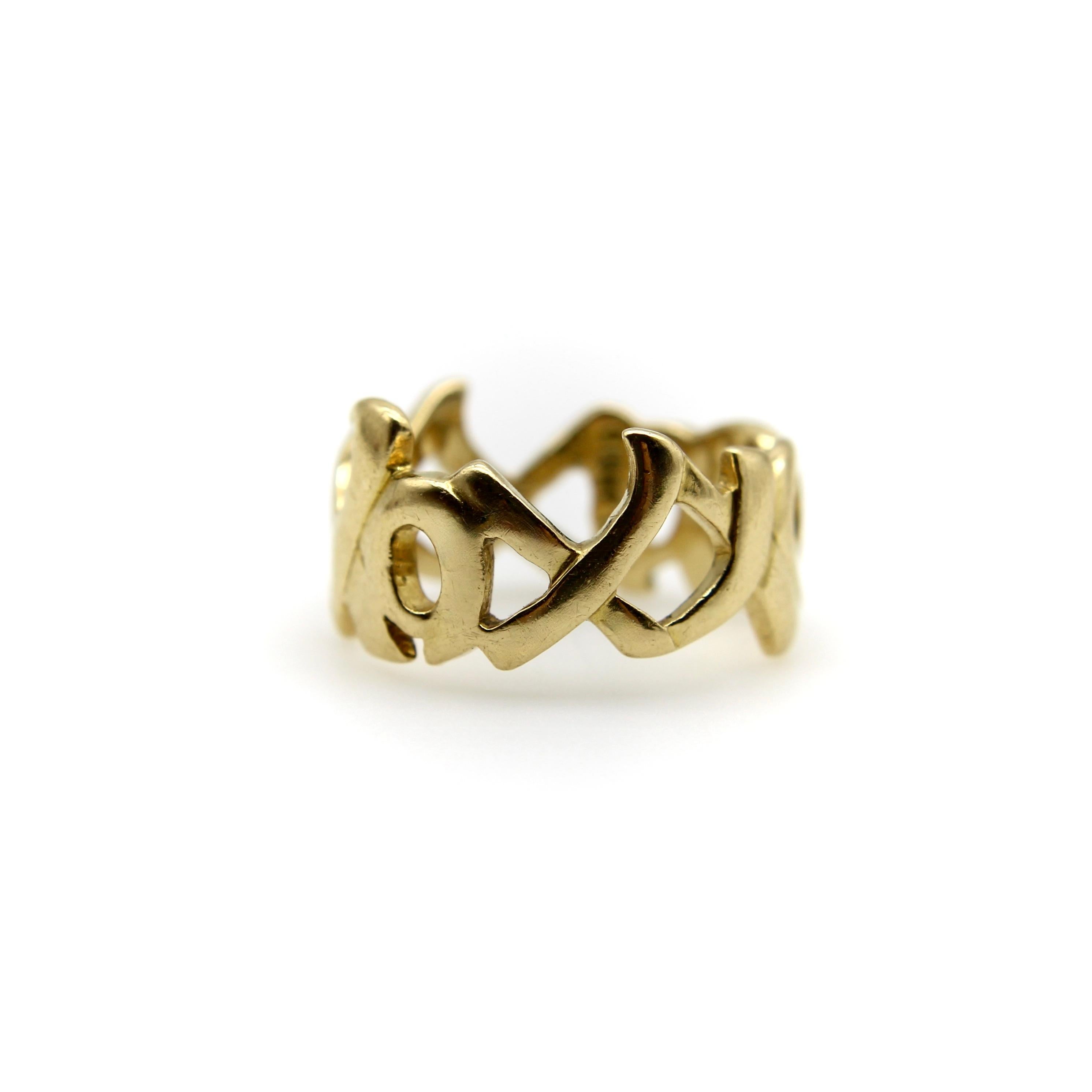 Vintage 18K Gold Tiffany & Co. Paloma Picasso Graffiti Kiss-Ring im Angebot 1