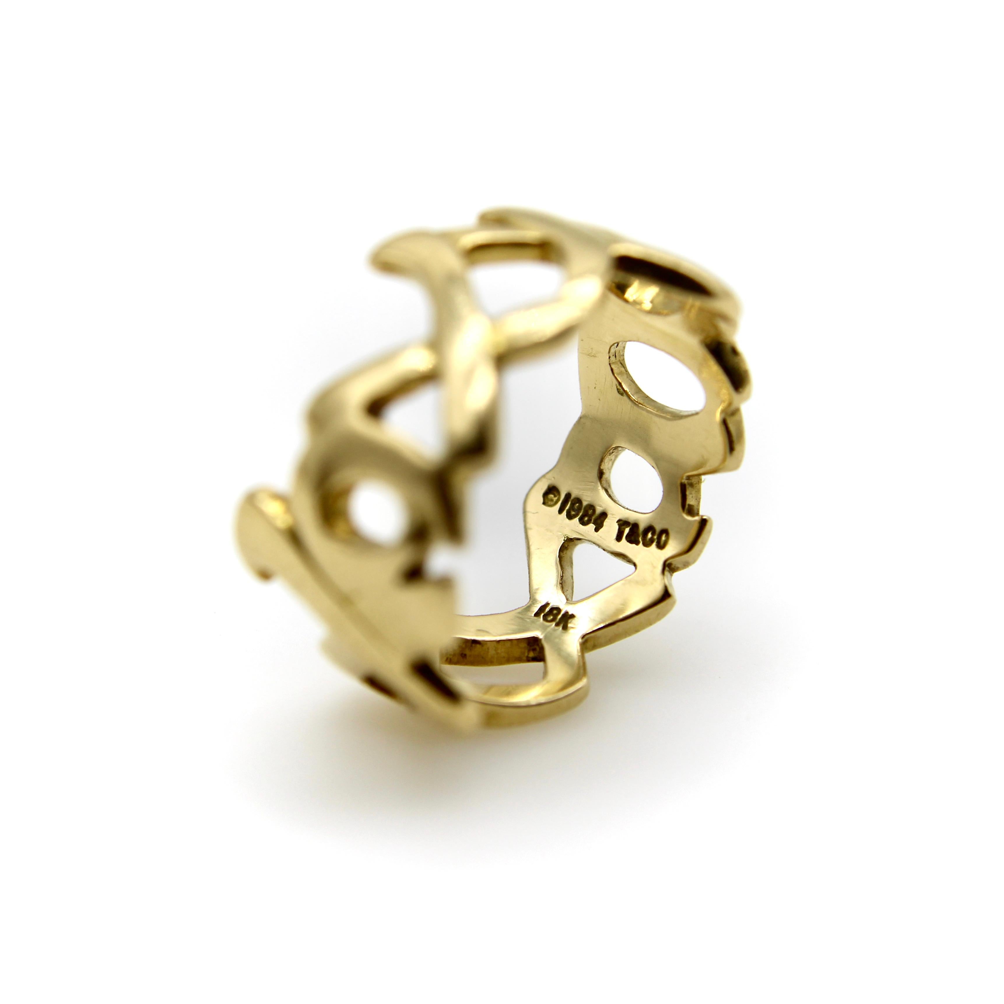Vintage 18K Gold Tiffany & Co. Paloma Picasso Graffiti Kiss-Ring im Angebot 2