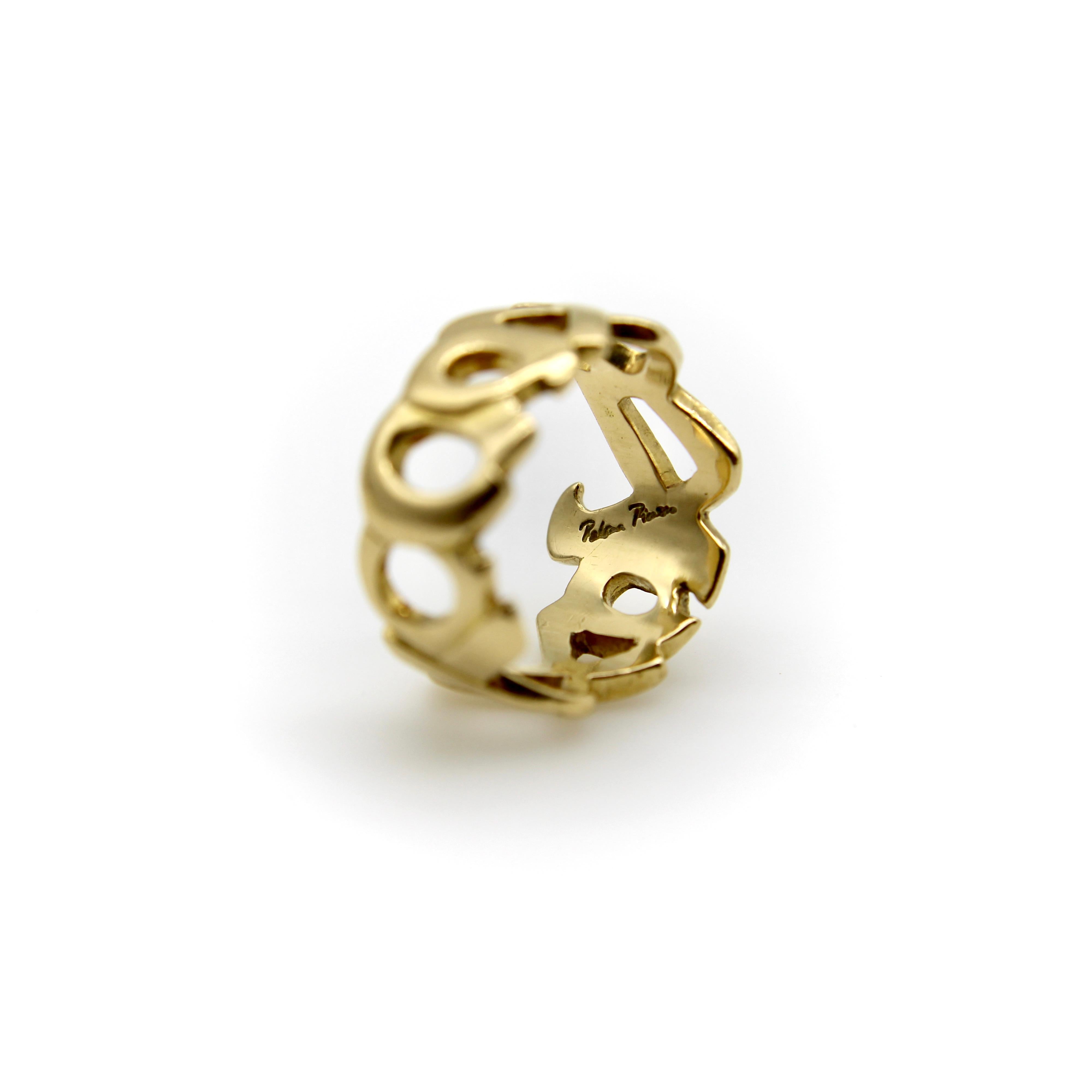 Vintage 18K Gold Tiffany & Co. Paloma Picasso Graffiti Kiss-Ring im Angebot 3