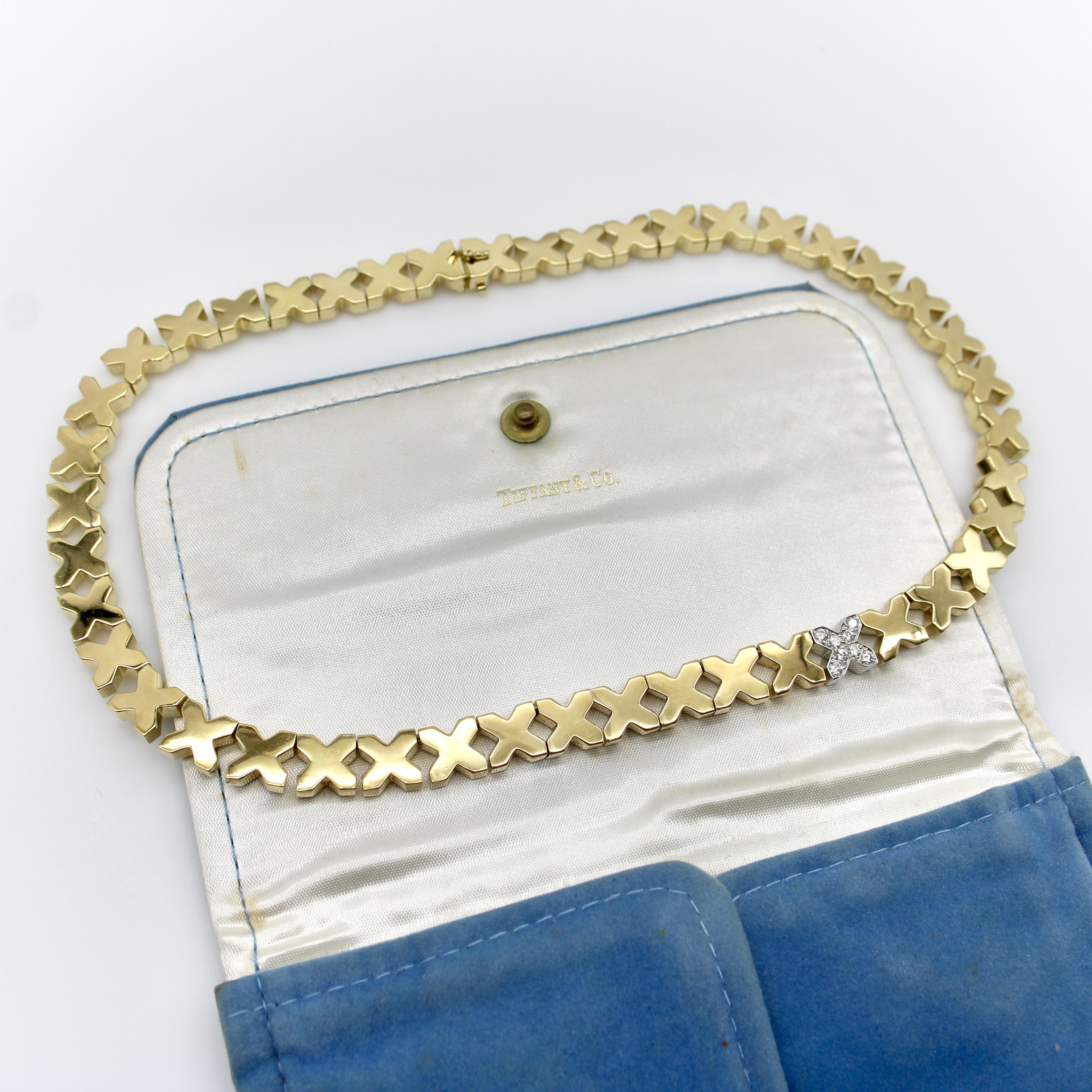 Modern Vintage 18K Gold Tiffany & Co. X Necklace by Angela Cummings For Sale