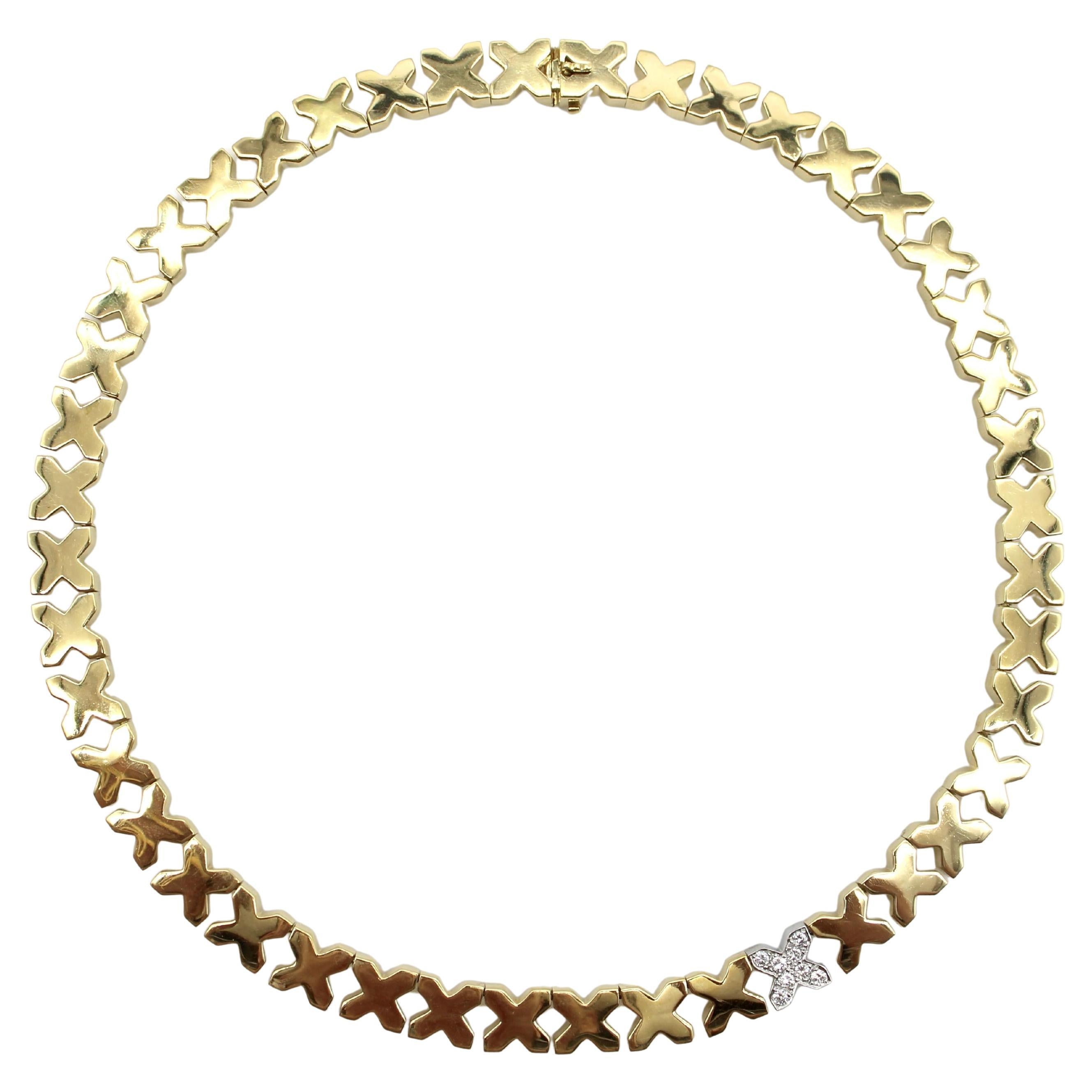 Vintage 18K Gold Tiffany & Co. X Necklace by Angela Cummings For Sale