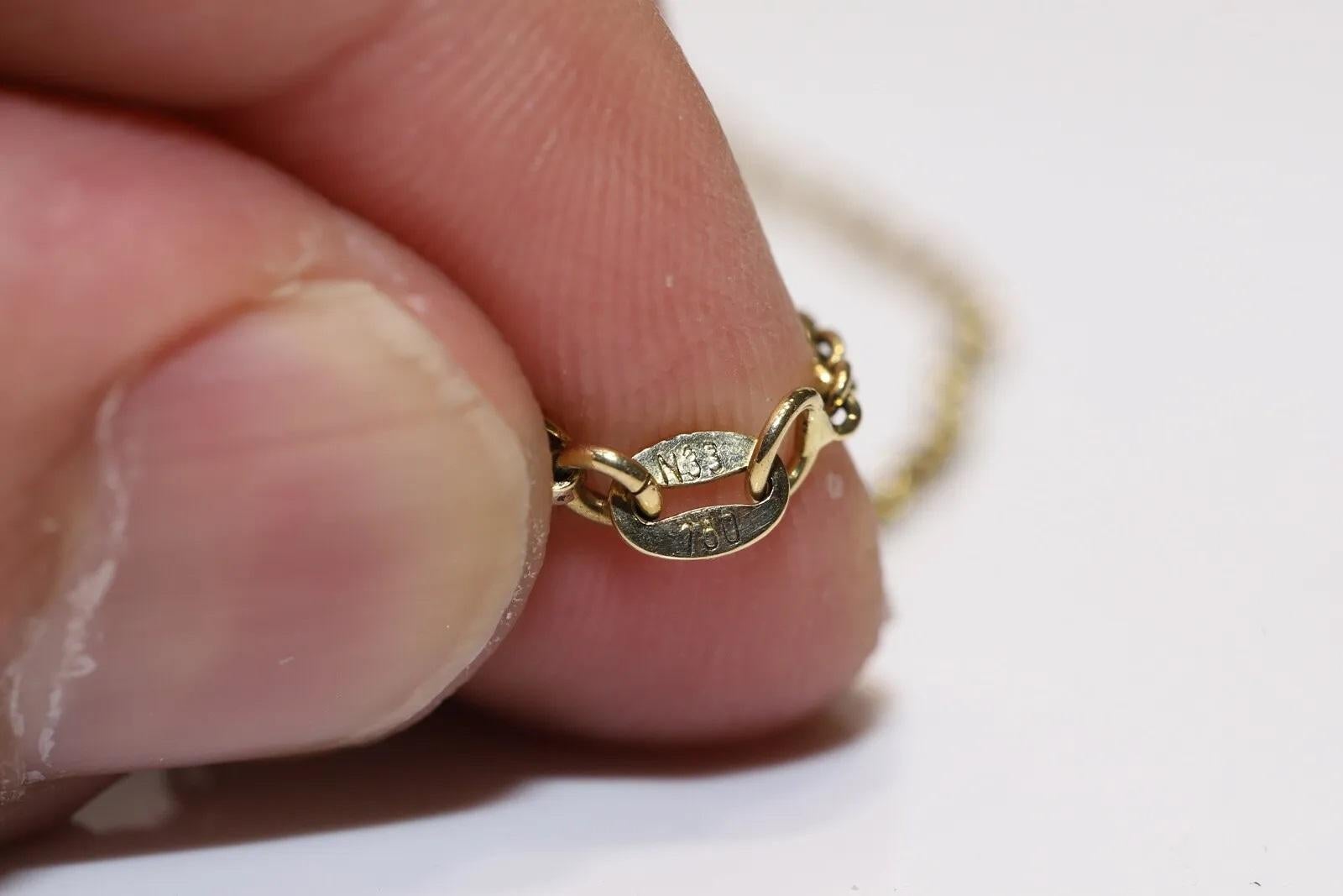 Vintage 18k Gold Top Silver Natural Rose Cut Diamond Moon Star Pendant Necklace For Sale 2