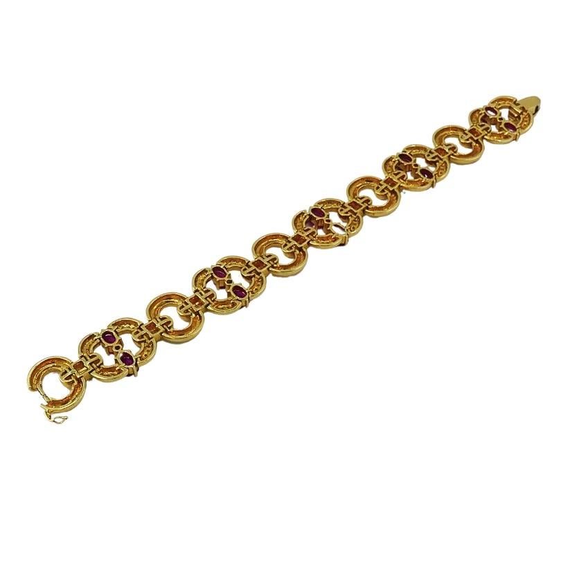 Women's Vintage 18k Gold Tourmaline Diamond Bracelet For Sale