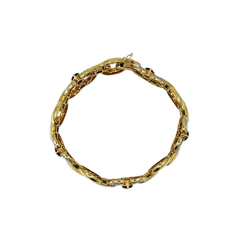 Vintage 18k Gold Tourmaline Diamond Bracelet For Sale 2