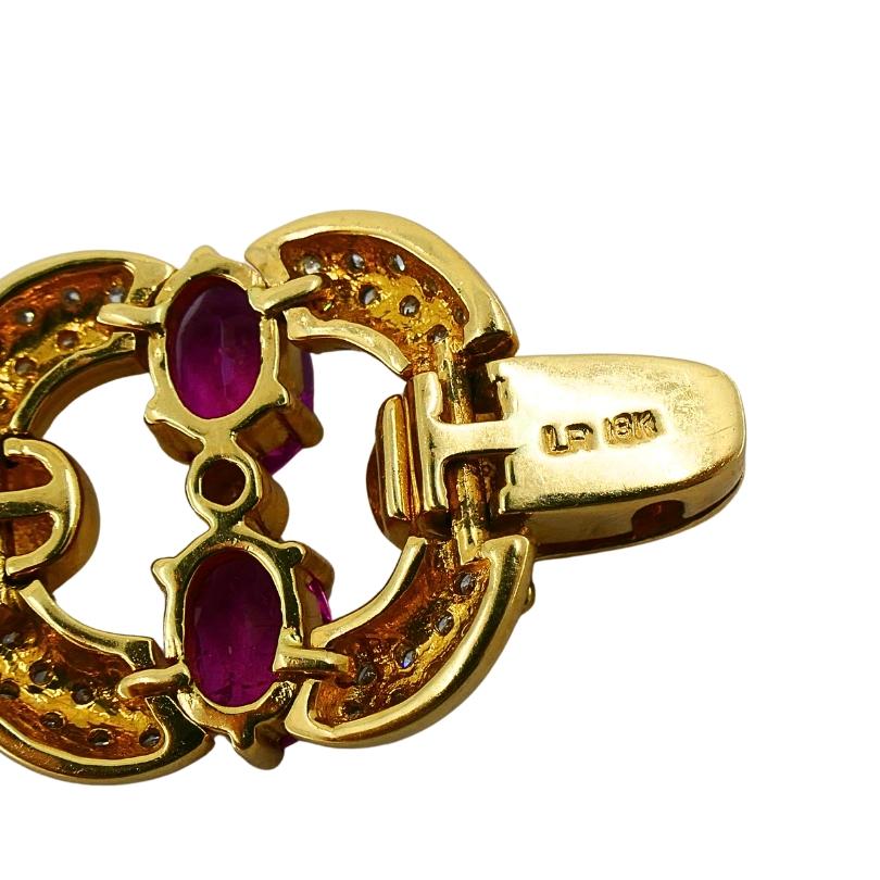 Vintage 18k Gold Tourmaline Diamond Bracelet For Sale 4