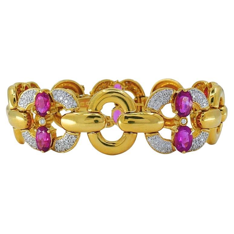 Vintage 18k Gold Tourmaline Diamond Bracelet