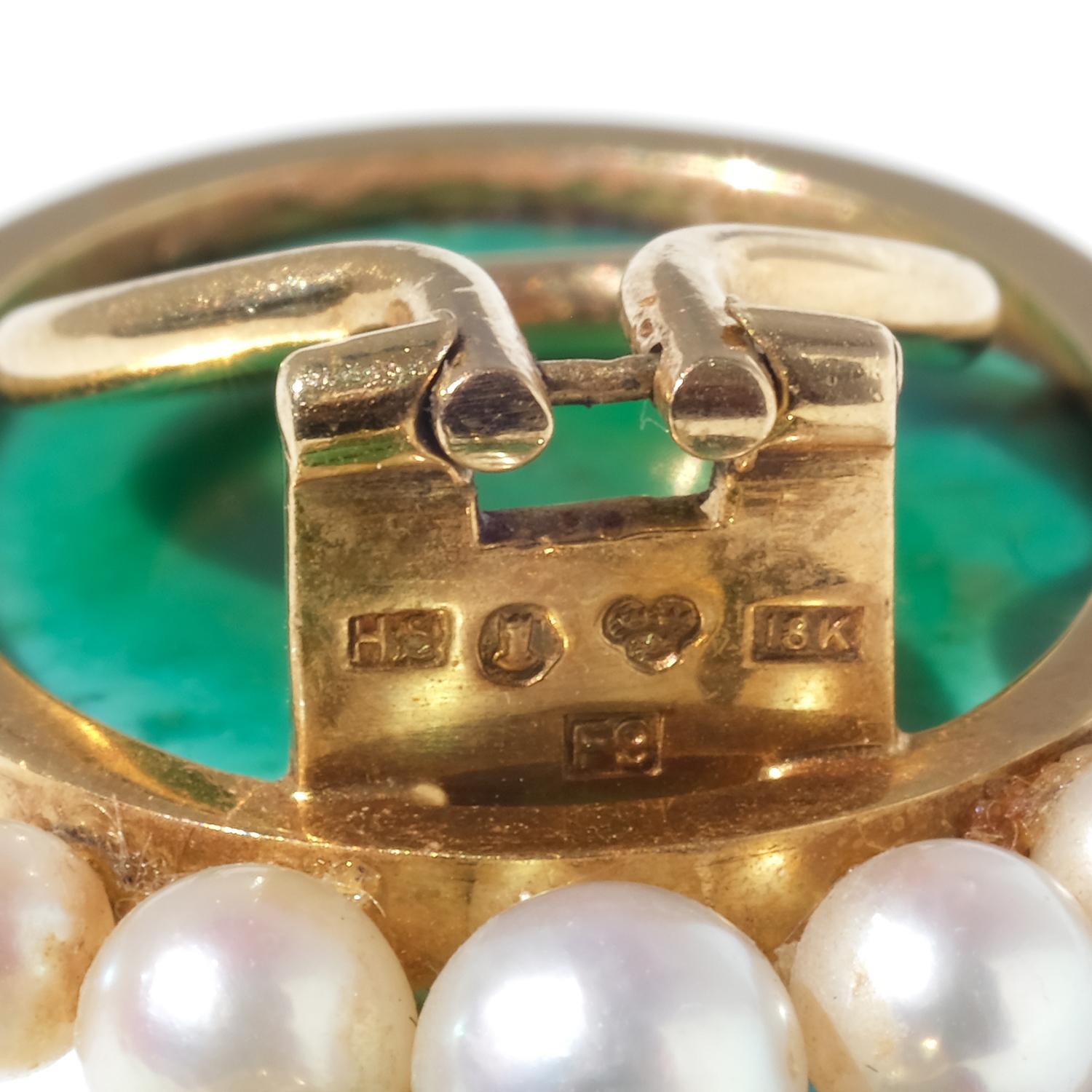 Vintage 18K Gold, Turquoise and Pearl Earrings by Hugo Strömdahl Made 1956 For Sale 1