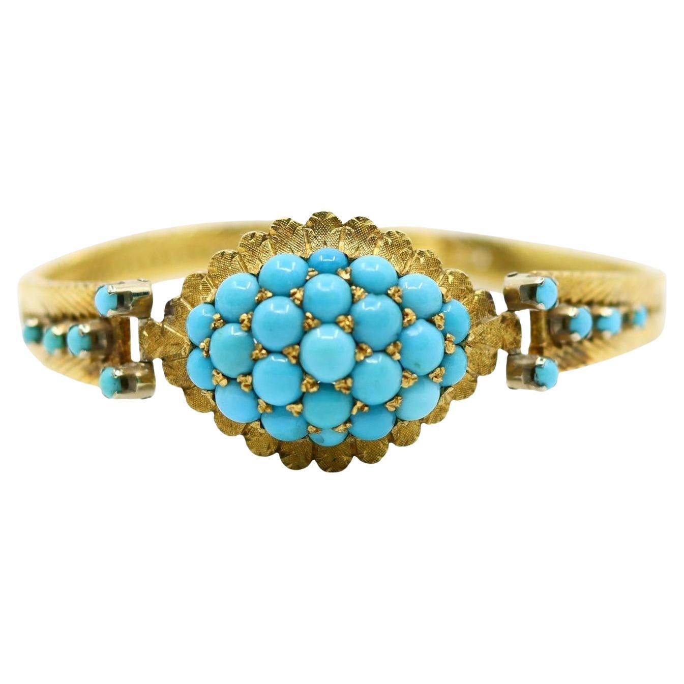 Vintage 18K Gold Türkis Perlenarmband