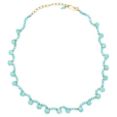 Vintage 18K Gold Turquoise Beads Necklace