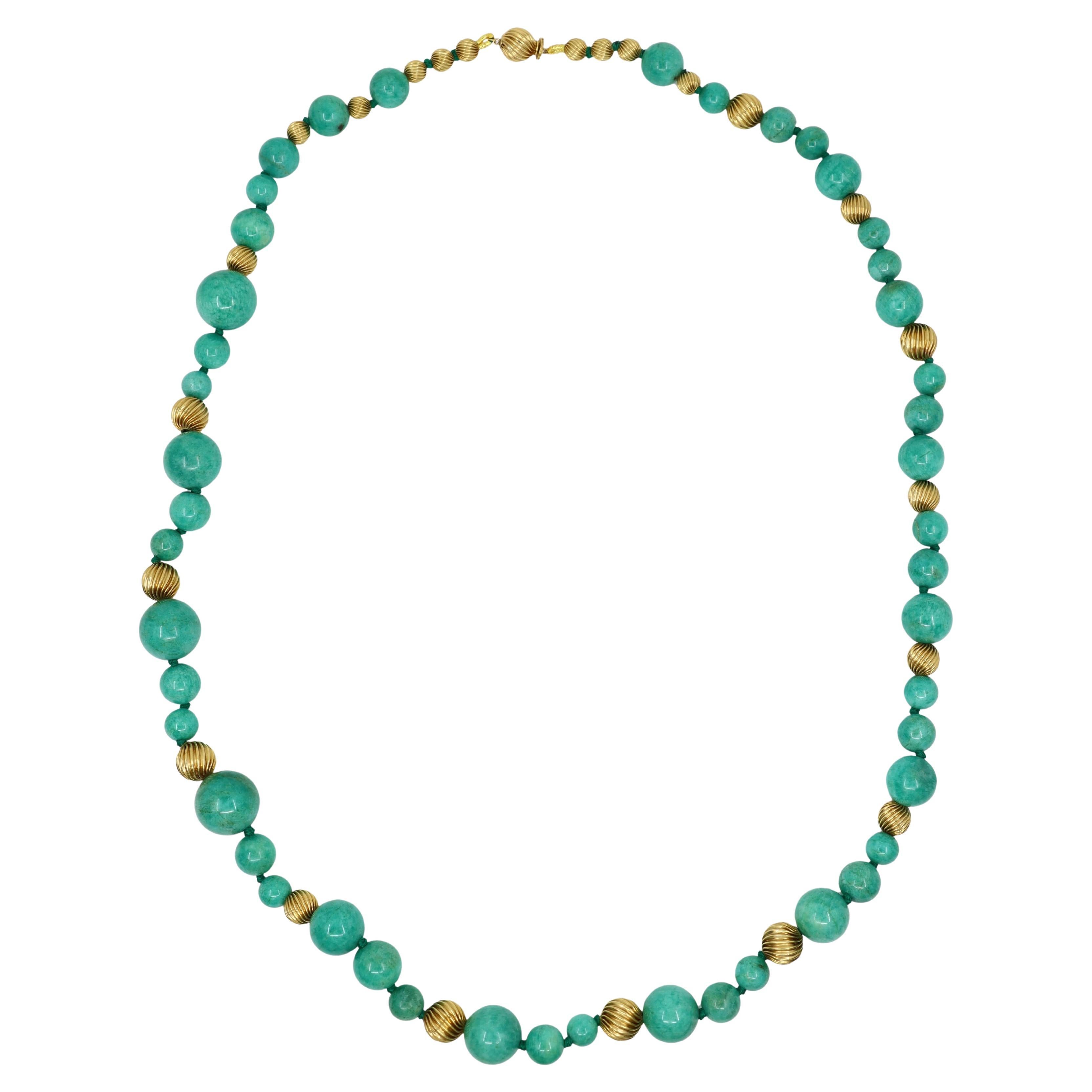 Vintage 18K Gold Turquoise Beads Necklace