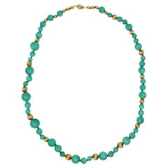 Vintage 18K Gold Turquoise Beads Necklace