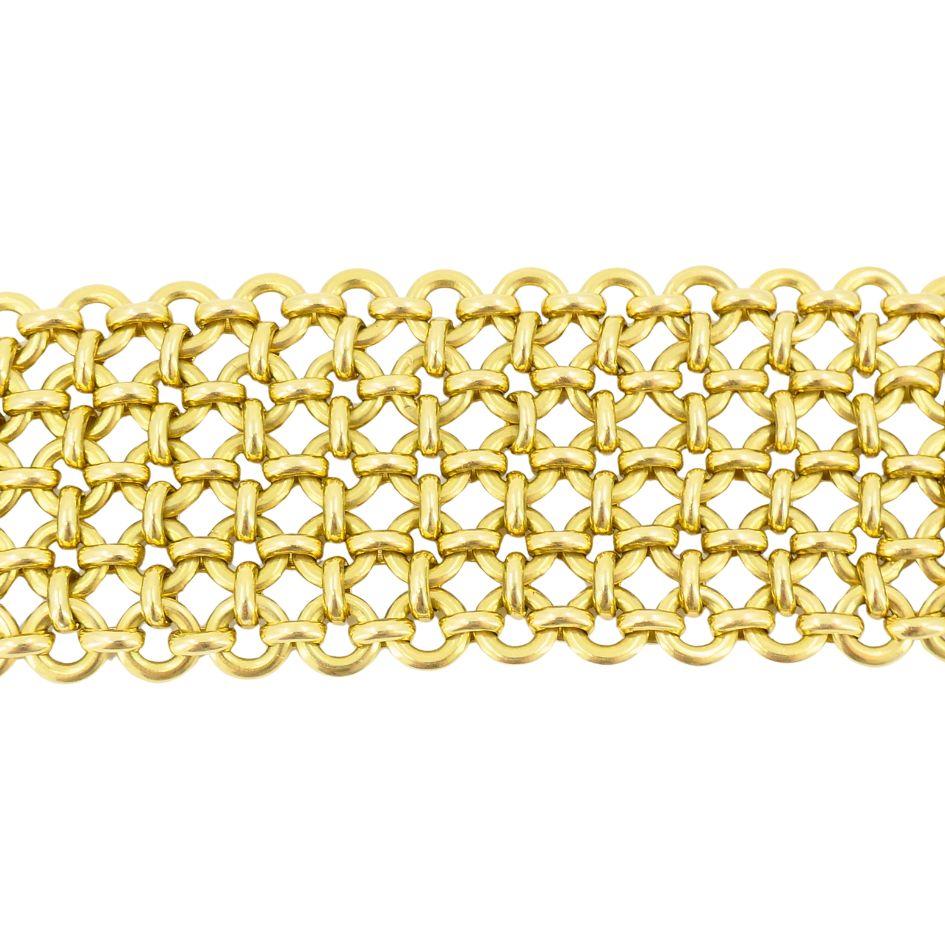 Vintage 18k Gold Two Tone Diamond Bracelet For Sale 5