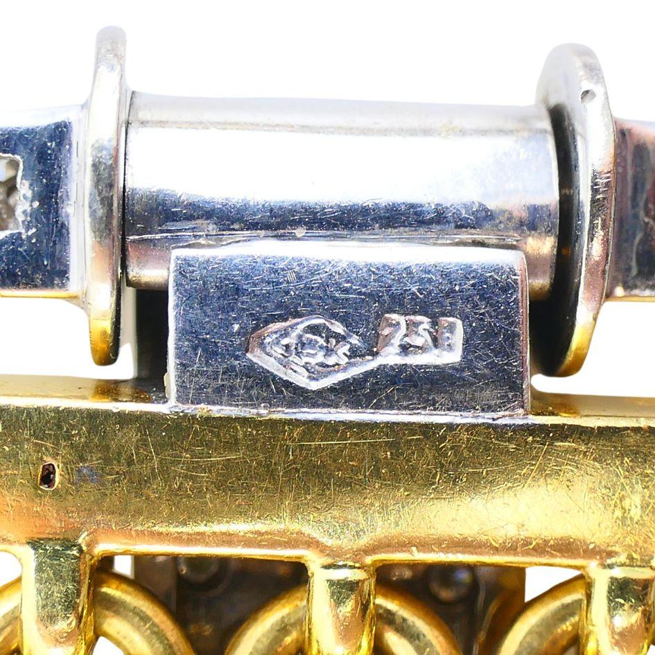 Vintage 18k Gold Two Tone Diamond Bracelet For Sale 6
