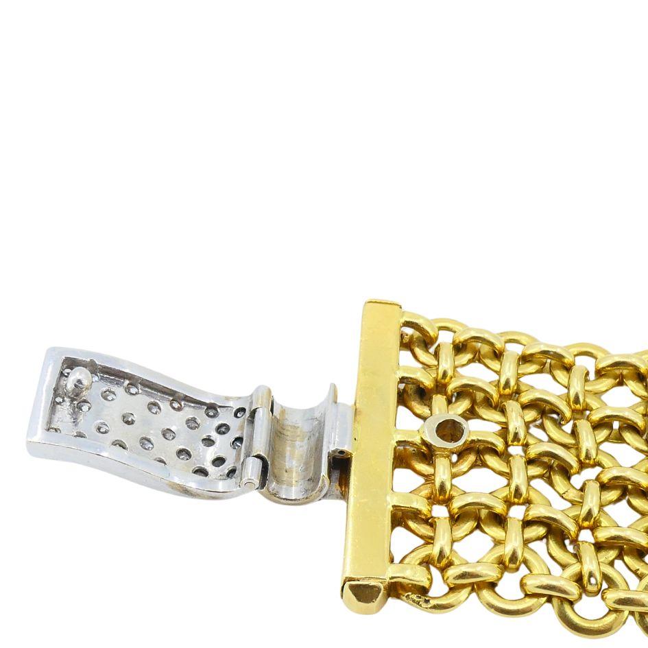 Vintage 18k Gold Two Tone Diamond Bracelet For Sale 7