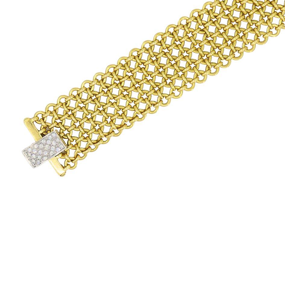 Women's Vintage 18k Gold Two Tone Diamond Bracelet For Sale