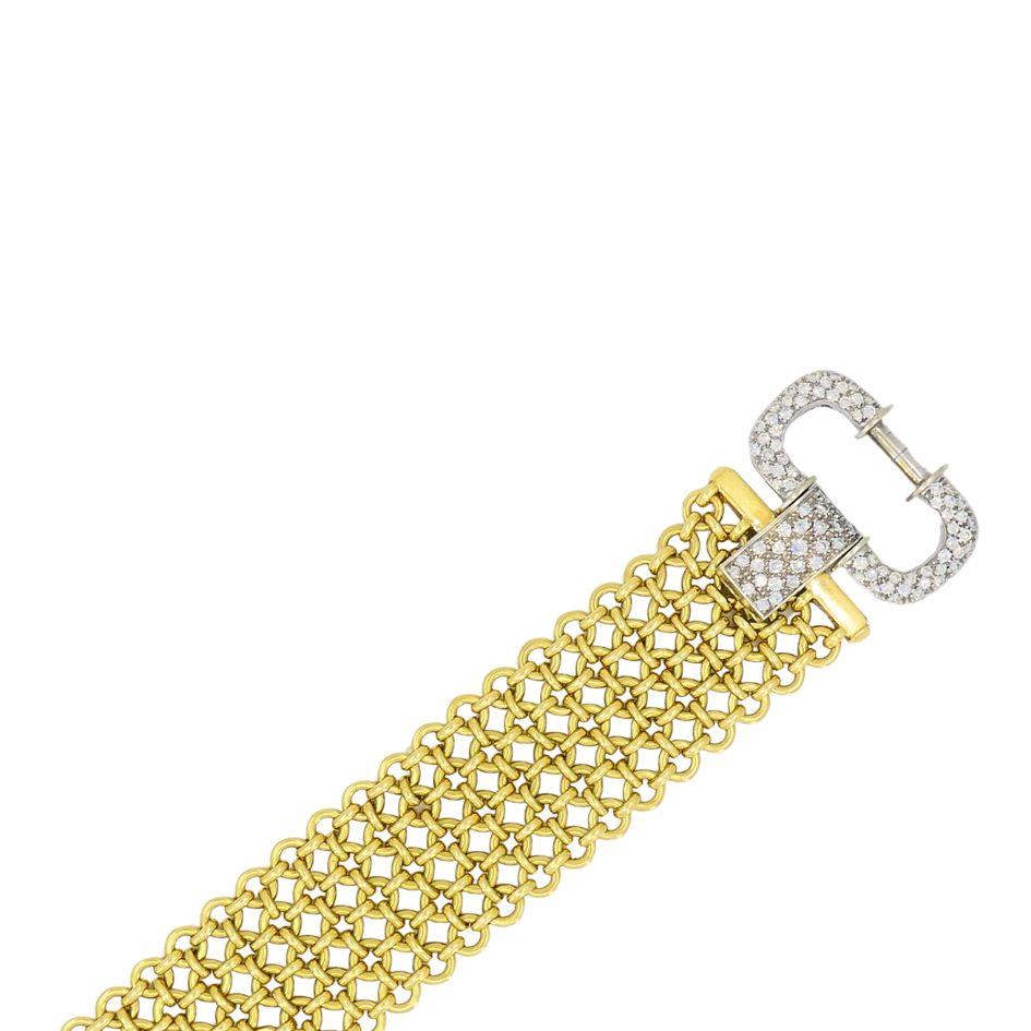 Vintage 18k Gold Two Tone Diamond Bracelet For Sale 1