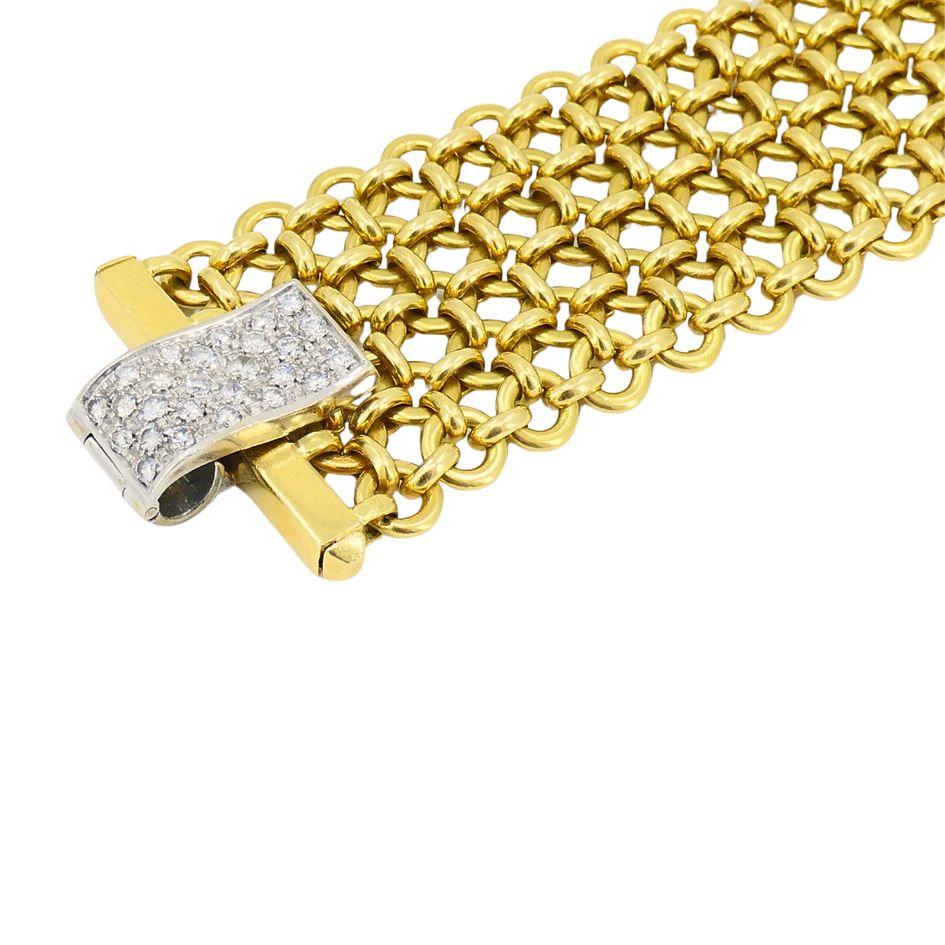 Vintage 18k Gold Two Tone Diamond Bracelet For Sale 2