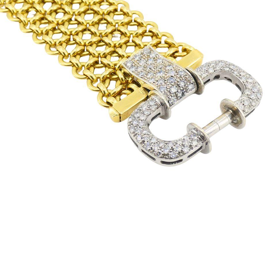 Vintage 18k Gold Two Tone Diamond Bracelet For Sale 3
