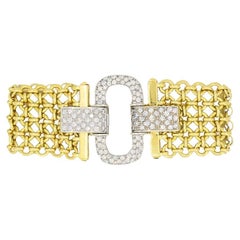 Vintage 18k Gold Two Tone Diamond Bracelet