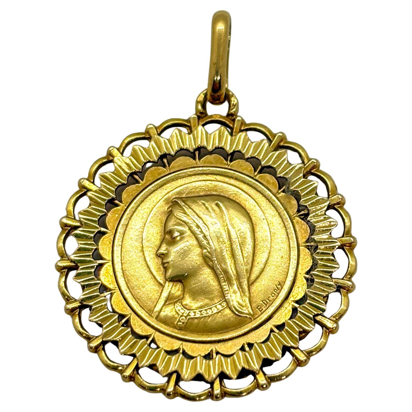 Medaglia d
epoca in oro 18k di Émile Dropsy - Ciondolo religioso francese