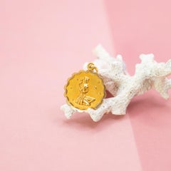 Vintage 18K Gold Virgo Pendant – Celestial Zodiac Charm