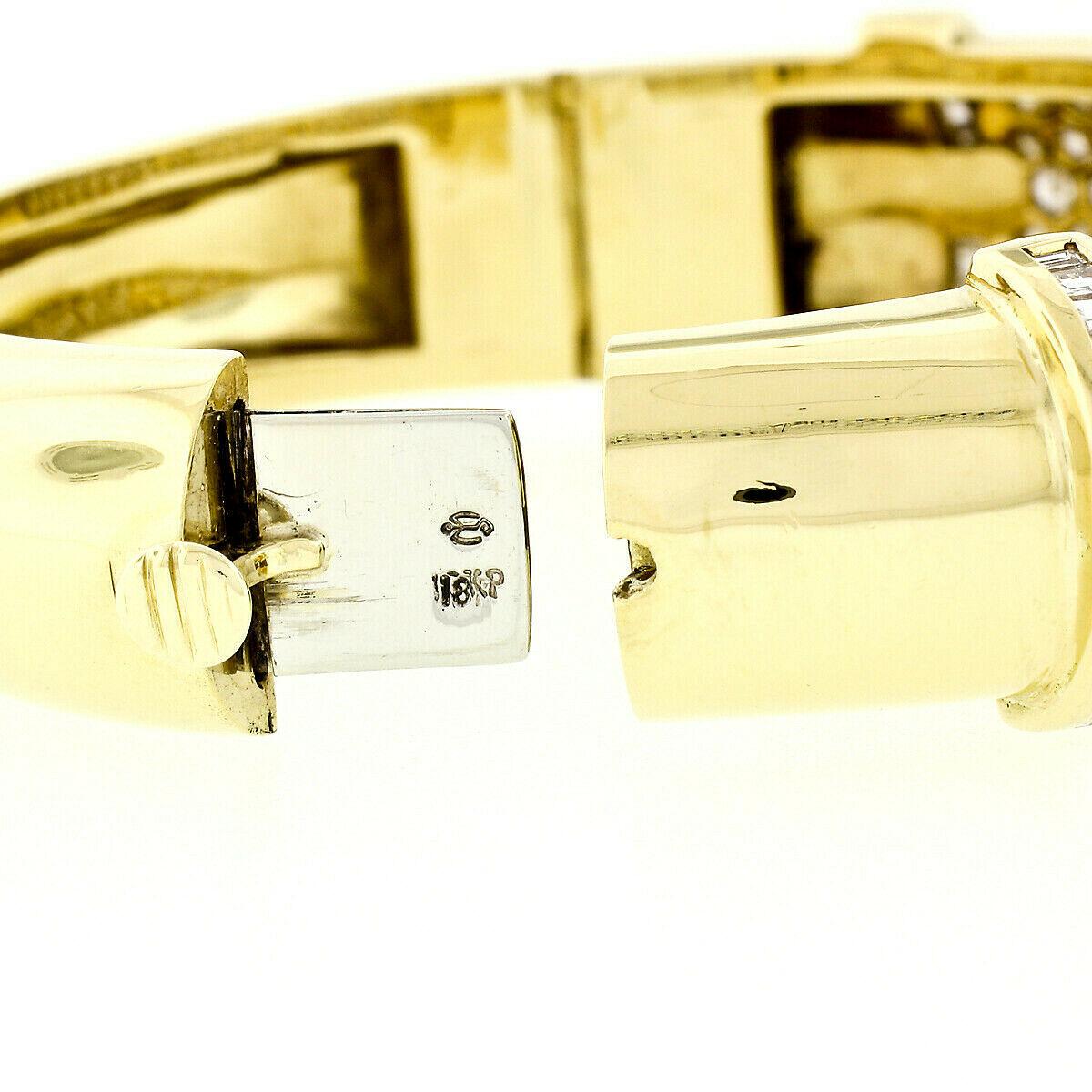 Vintage 18K Gold VVS E 9.05ctw Pave Diamond Wide Dome Statement Bangle Bracelet 4