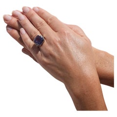 Ring aus 18 Karat Gold, Weißgold, Amethyst und weißem Saphir im Vintage-Stil, hergestellt 1961