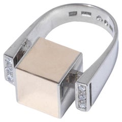 Retro 18k Gold, White Gold and Diamonds Ring made 1960