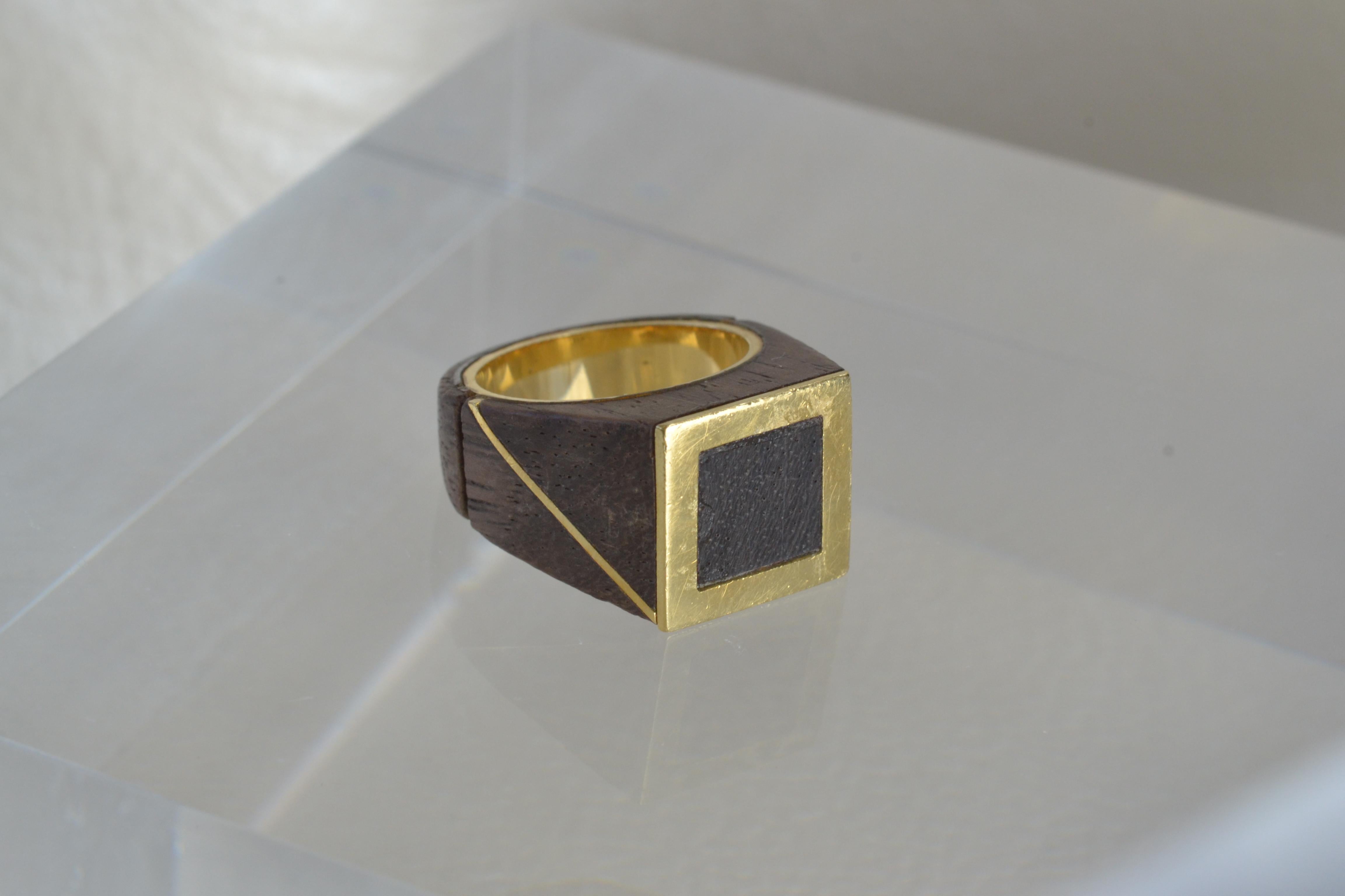 Vintage 18k Gold Holz Ring Einzigartig (Moderne) im Angebot