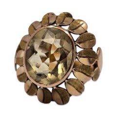 Vintage 18K Green Quartz Prasiolite Petal Halo Statement Ring