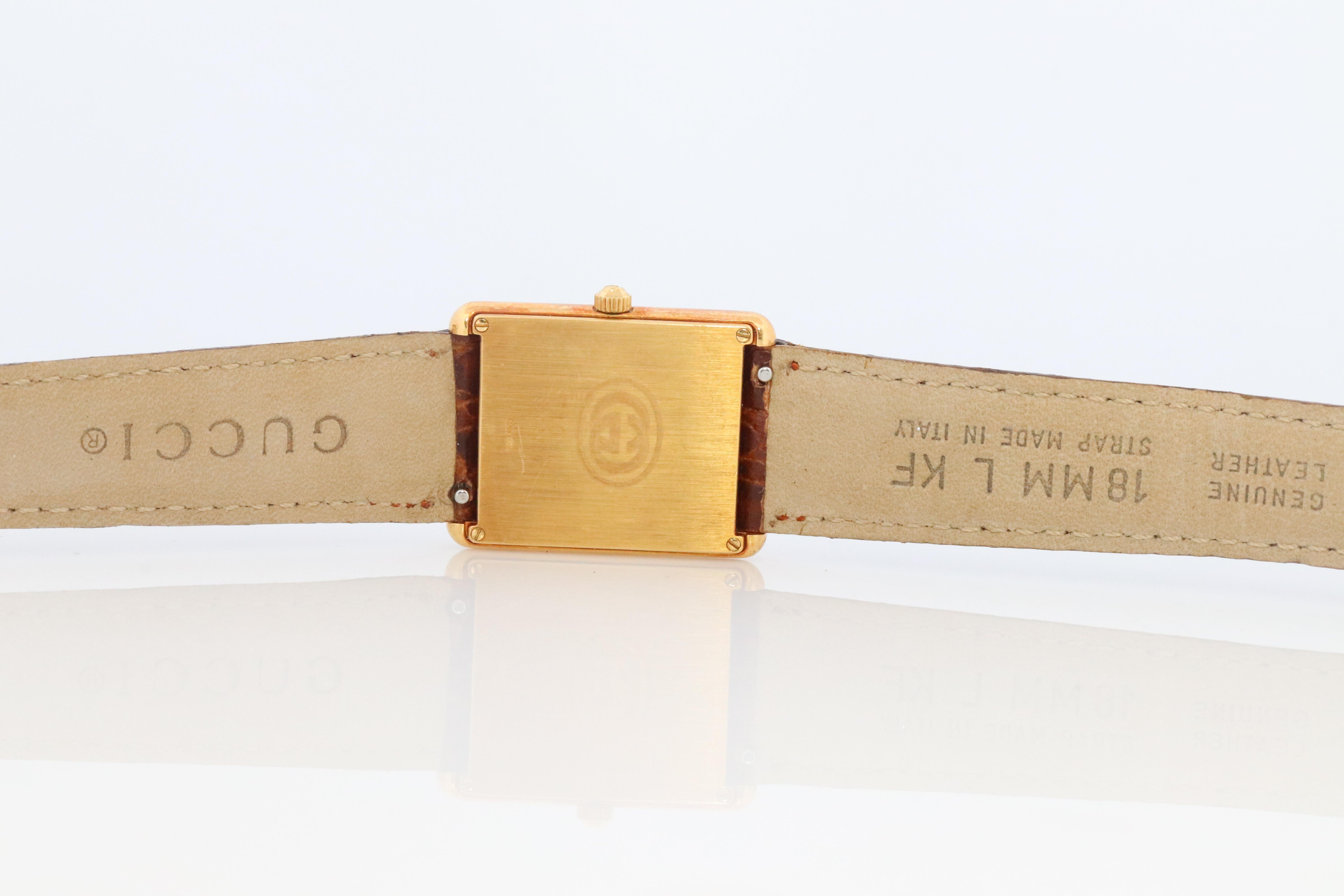 Vintage 18k Gucci Tank Uhr. 18k Gelbgold Gucci 710L Armbanduhr. 2
