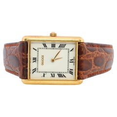 Vintage 18k Gucci Tank Uhr. 18k Gelbgold Gucci 710L Armbanduhr.