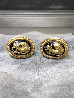 Vintage 18K Ilias Lalaounis Sodalite Oval Cufflinks