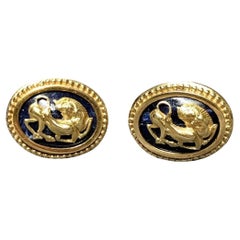 Vintage 18K Ilias Lalaounis Sodalite Oval Cufflinks