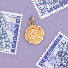 Vintage 18k Italian pendant - Holy Sacred Heart of Jesus - our lady of Scapular