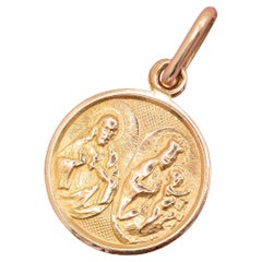 Vintage 18k Italian pendant - Holy Sacred Heart of Jesus - our lady of Scapular