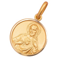 Vintage 18k Italian pendant - Holy Sacred Heart of Jesus - our lady of Scapular