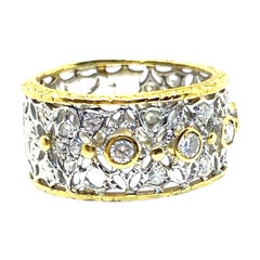 Vintage 18K Lace Design Diamond Band Ring