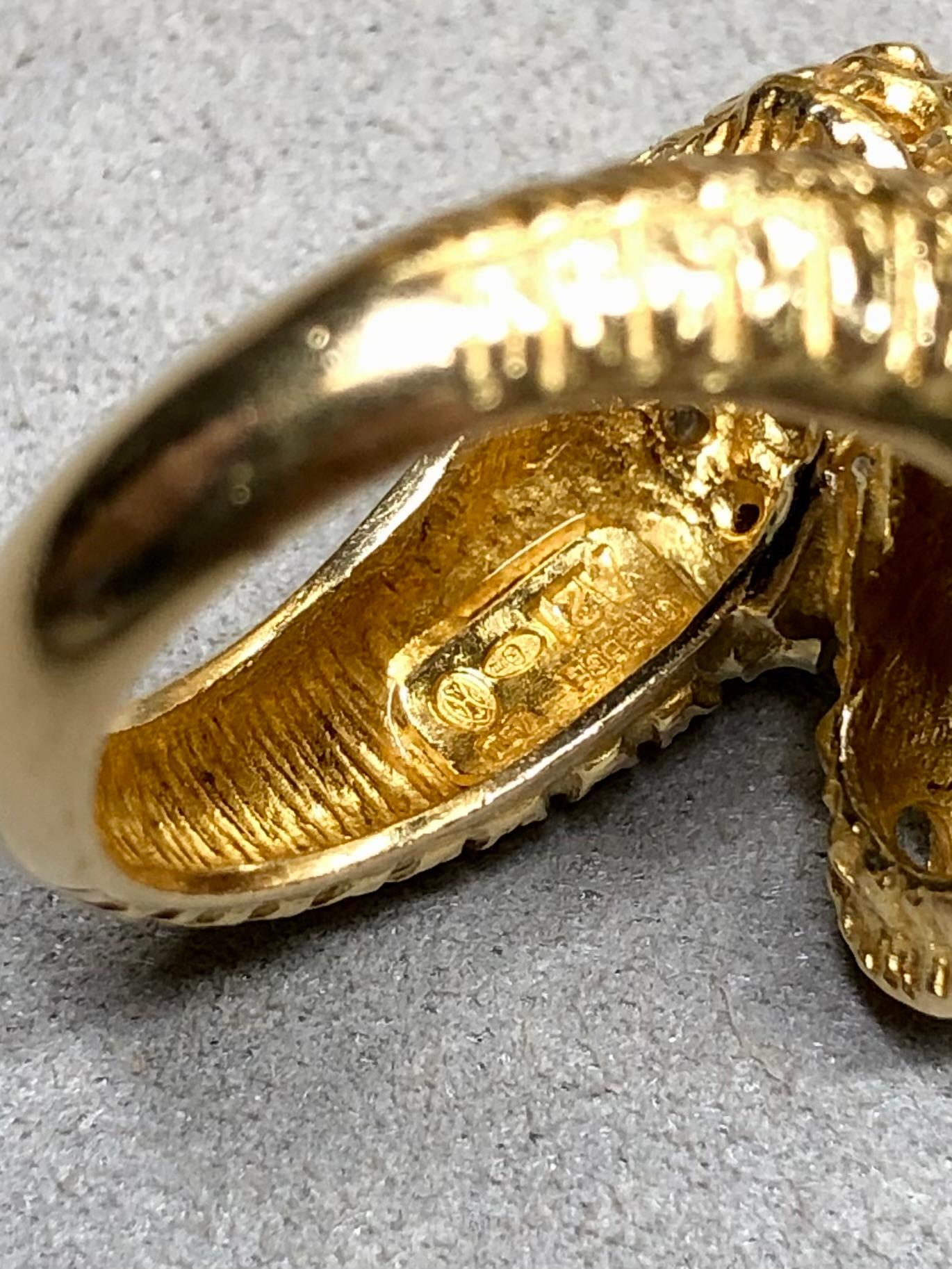 Vintage 18K Lalaounis Quimera doble cabeza Rubí Diamante Bypass Anillo Sz 6.5 en venta 4