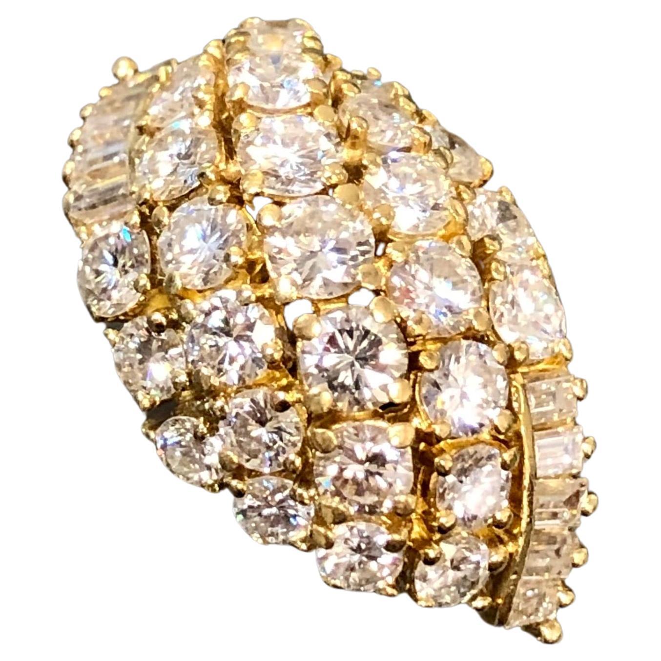 Vintage 18k Large Diamond Cluster Cocktail Ring 3.65cttw F Vs For Sale